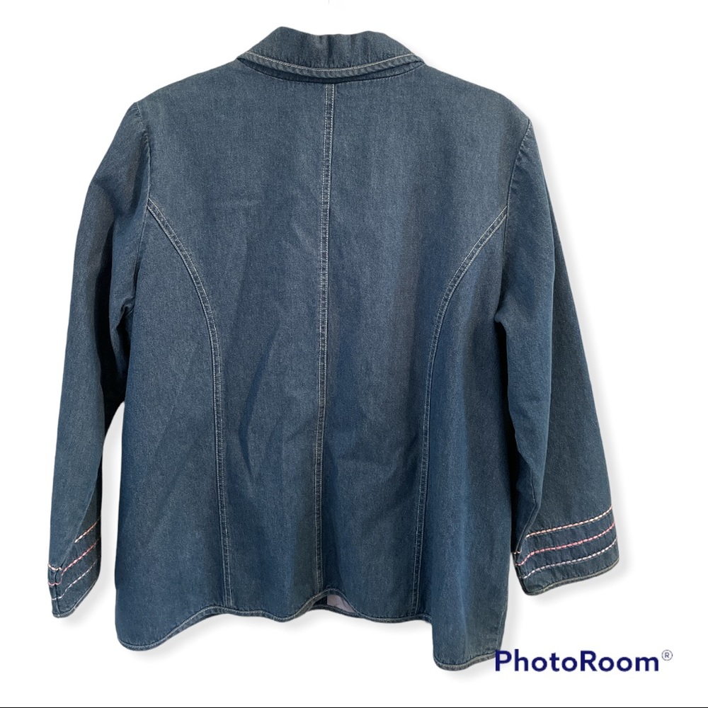 Denim & Co. 1X denim embroidered jean jacket vintage style - Picture 2 of 10